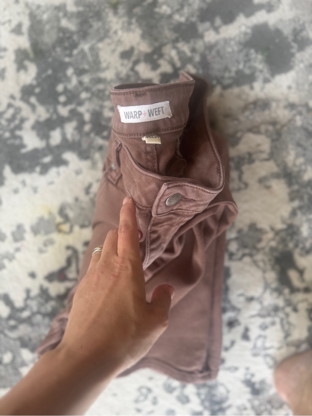 Warp + Weft Mauve-Brown High-Rise Button Jeans